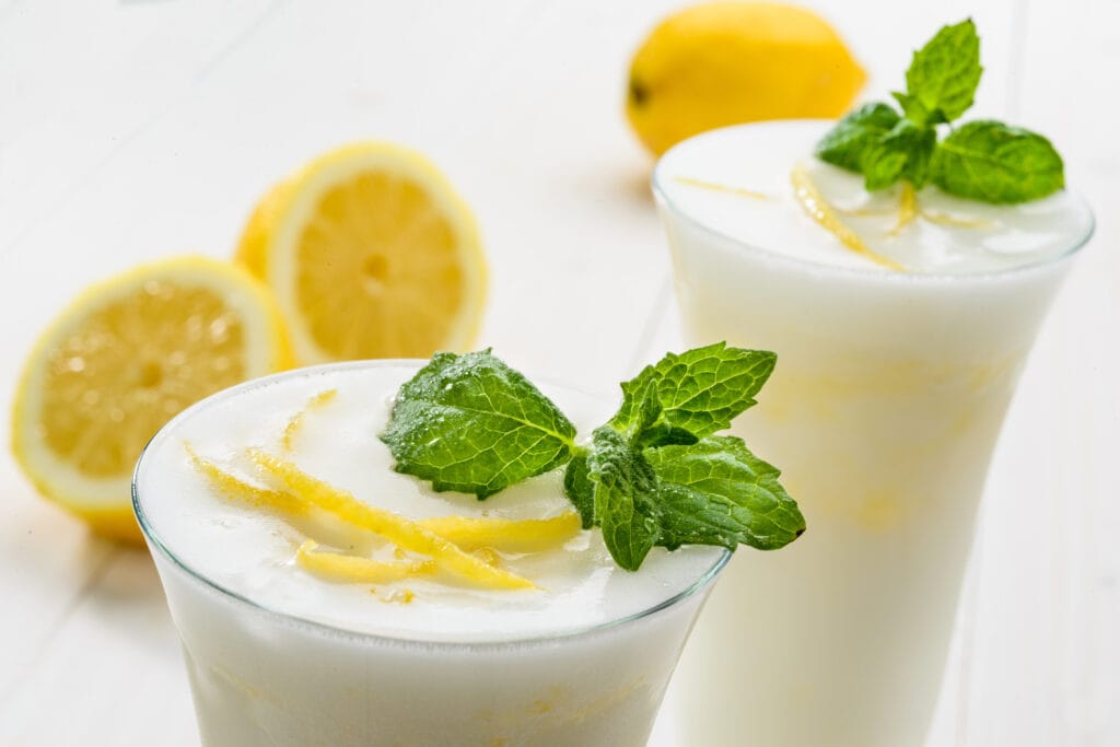 Sorbetto al limone, close-up, fuoco selettivo